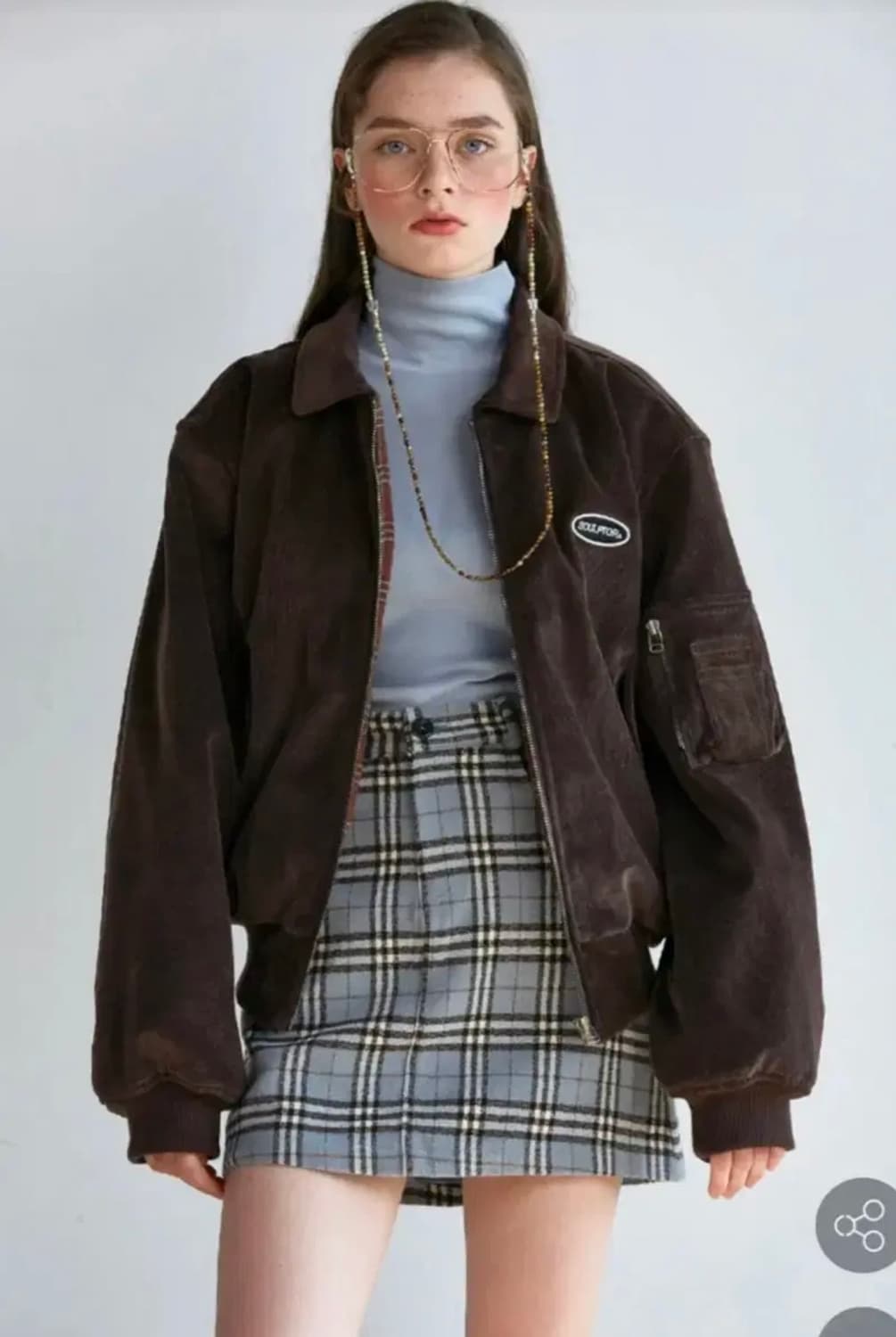 스컬프터 모직 미니 체크 스커트 상품이미지1