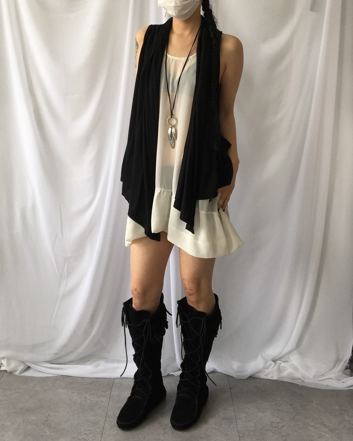 Drape open vest 상품이미지7