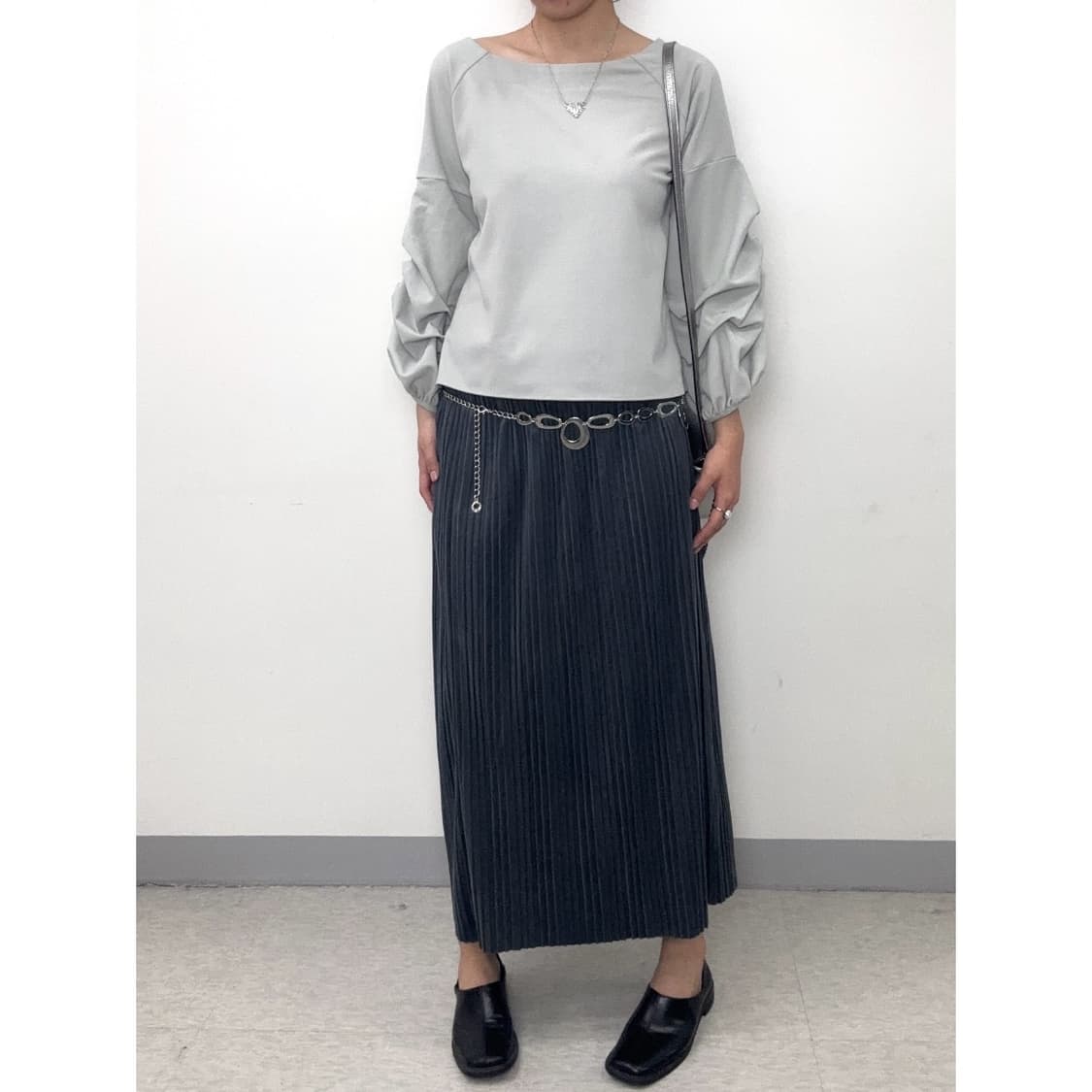 빈티지 그레이 셔링 블라우스 상품이미지2