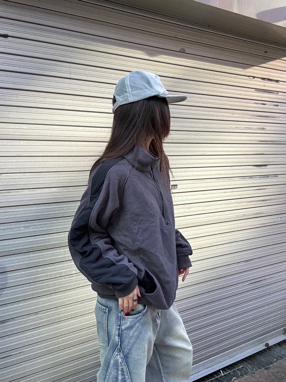 90s DICKIES 올드스쿨 하이넥 반집업 풀오버 코듀로이 맨투맨 상품이미지4