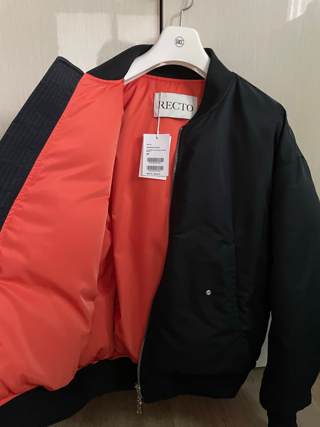 렉토 24FW 오버사이즈 나일론 항공 점퍼 MA-1 블랙 상품이미지3