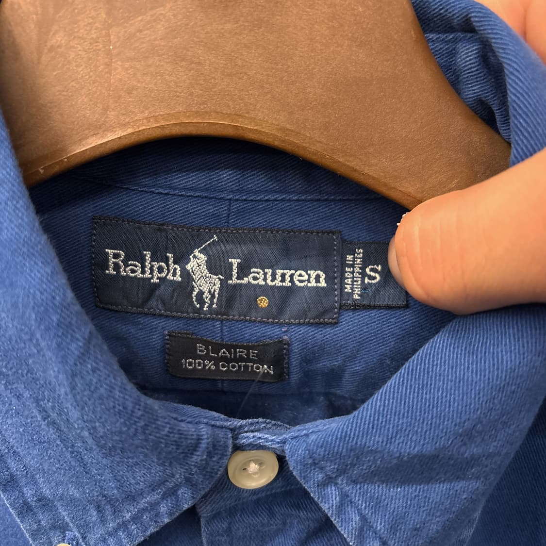 90s 폴로 랄프로렌 워싱블루 버튼다운 셔츠 레드포니 N749 상품이미지7