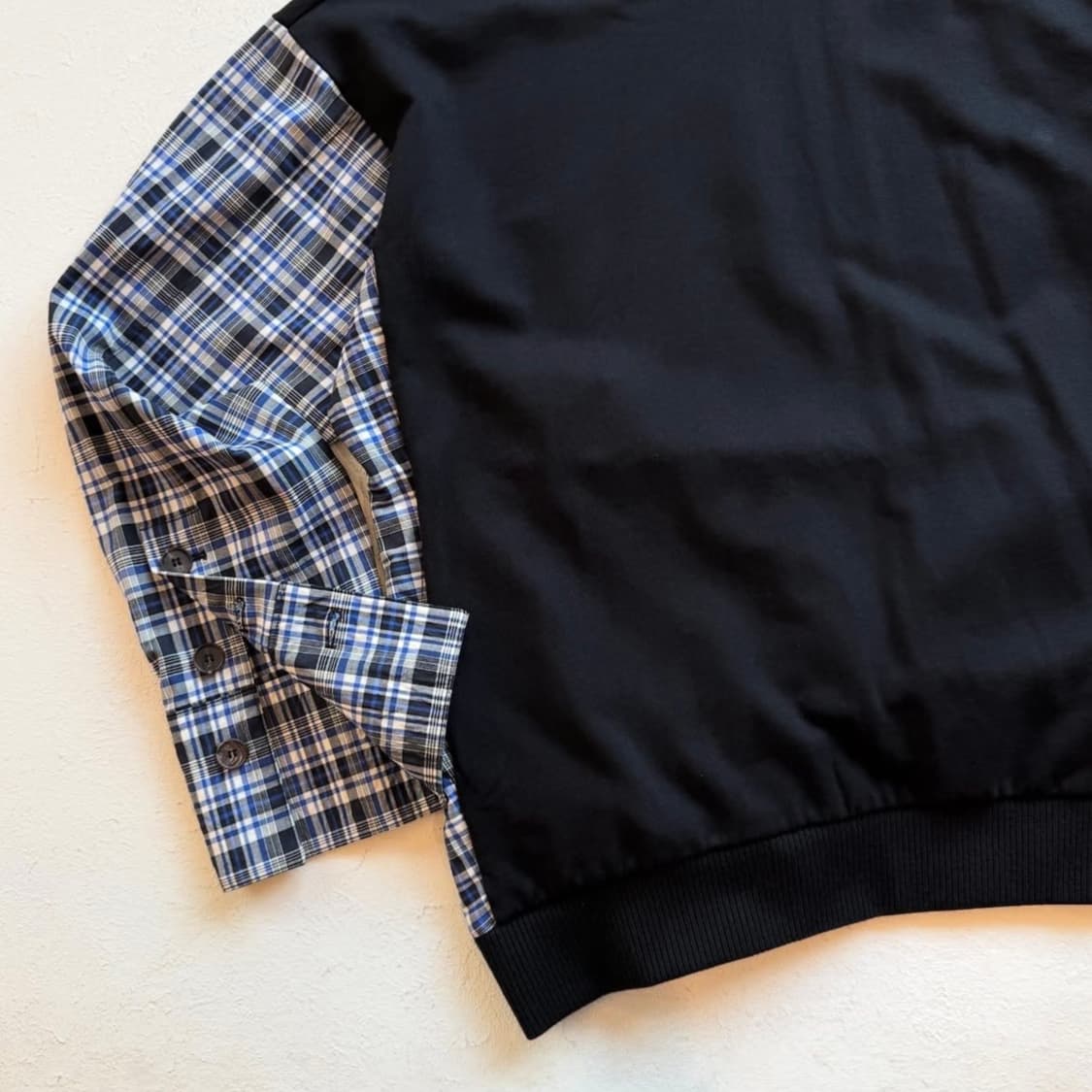 솔리드 옴므 체크 슬리브 레이어드 상품이미지5