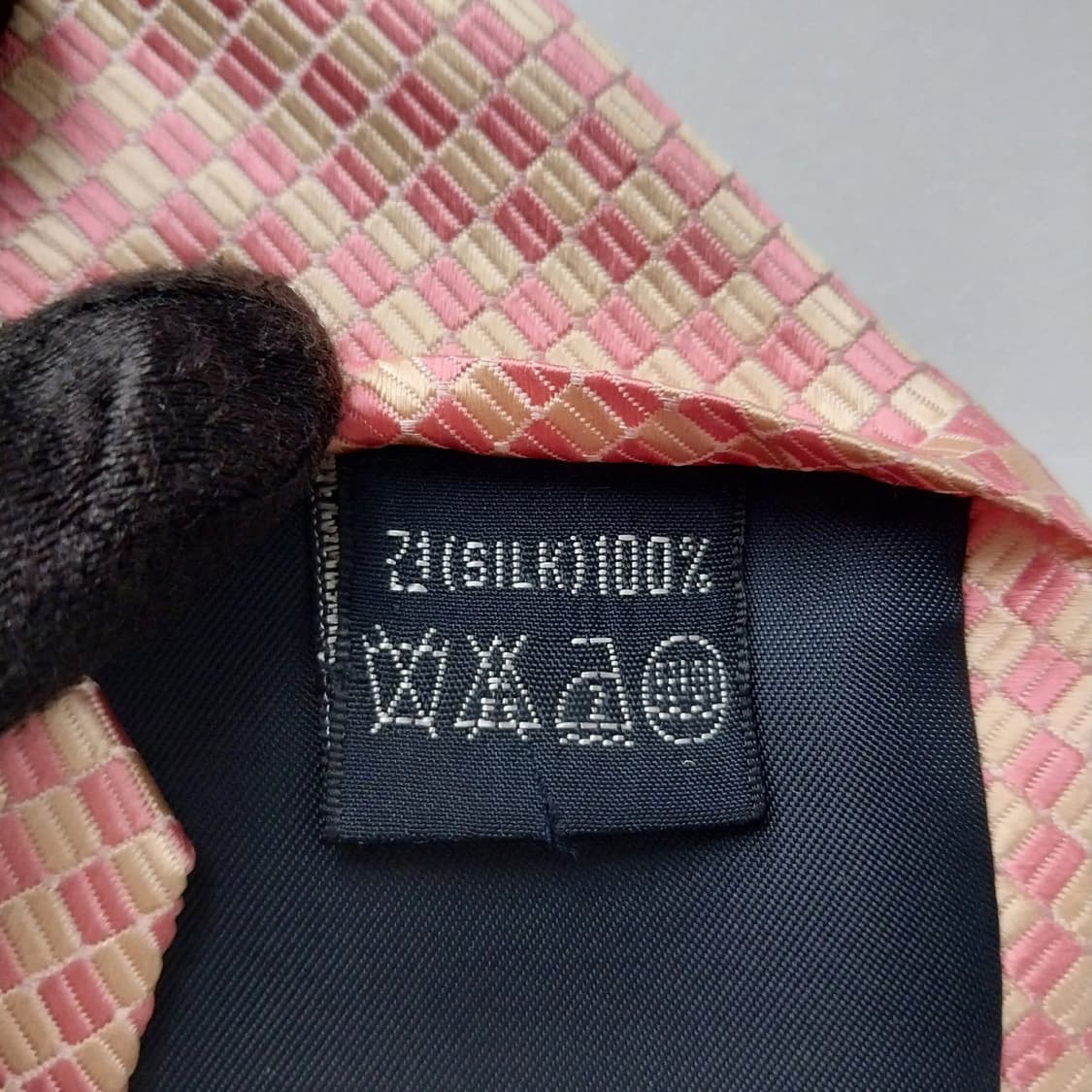 아쿠아스큐텀 실크 핑크살구 패턴 넥타이 9.5cm A+등급 K2097 상품이미지10