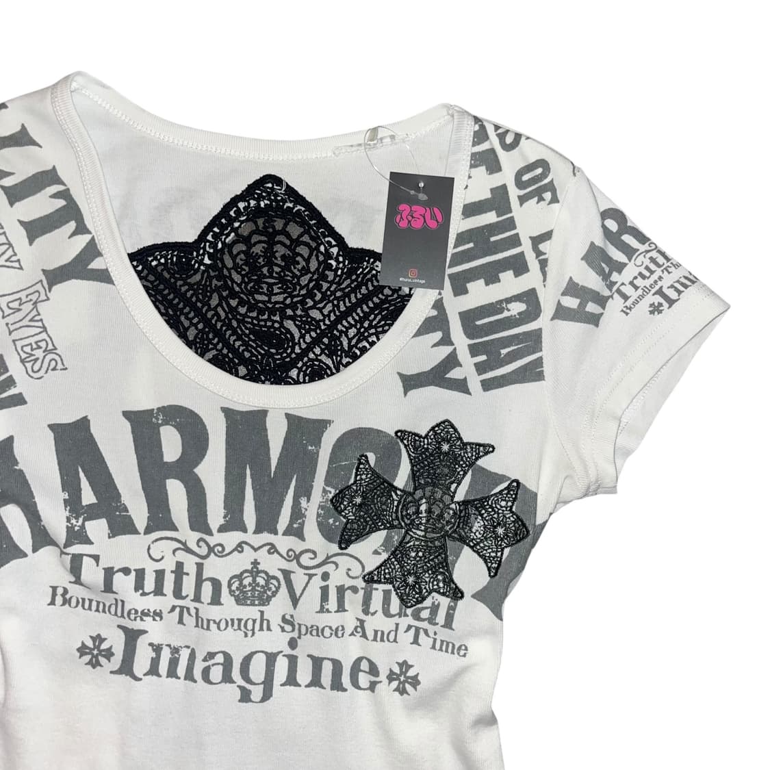 Glitz 글리츠 십자 크로쉐 프린팅 반팔티 y2k펑크갸루 상품이미지4