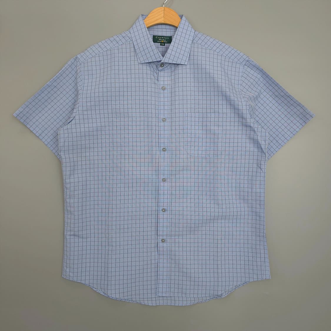 카운테스마라 Countess Mara 체크 반팔 셔츠 블루 110 상품이미지1