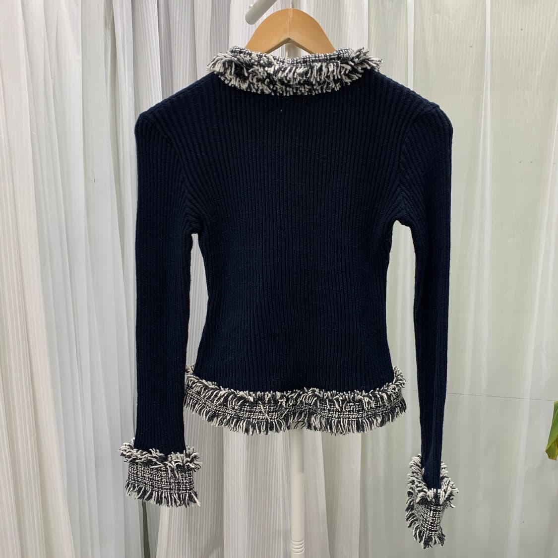 일본 빈티지 G.dream 트위드 배색 골지 가디건 1692 상품이미지3