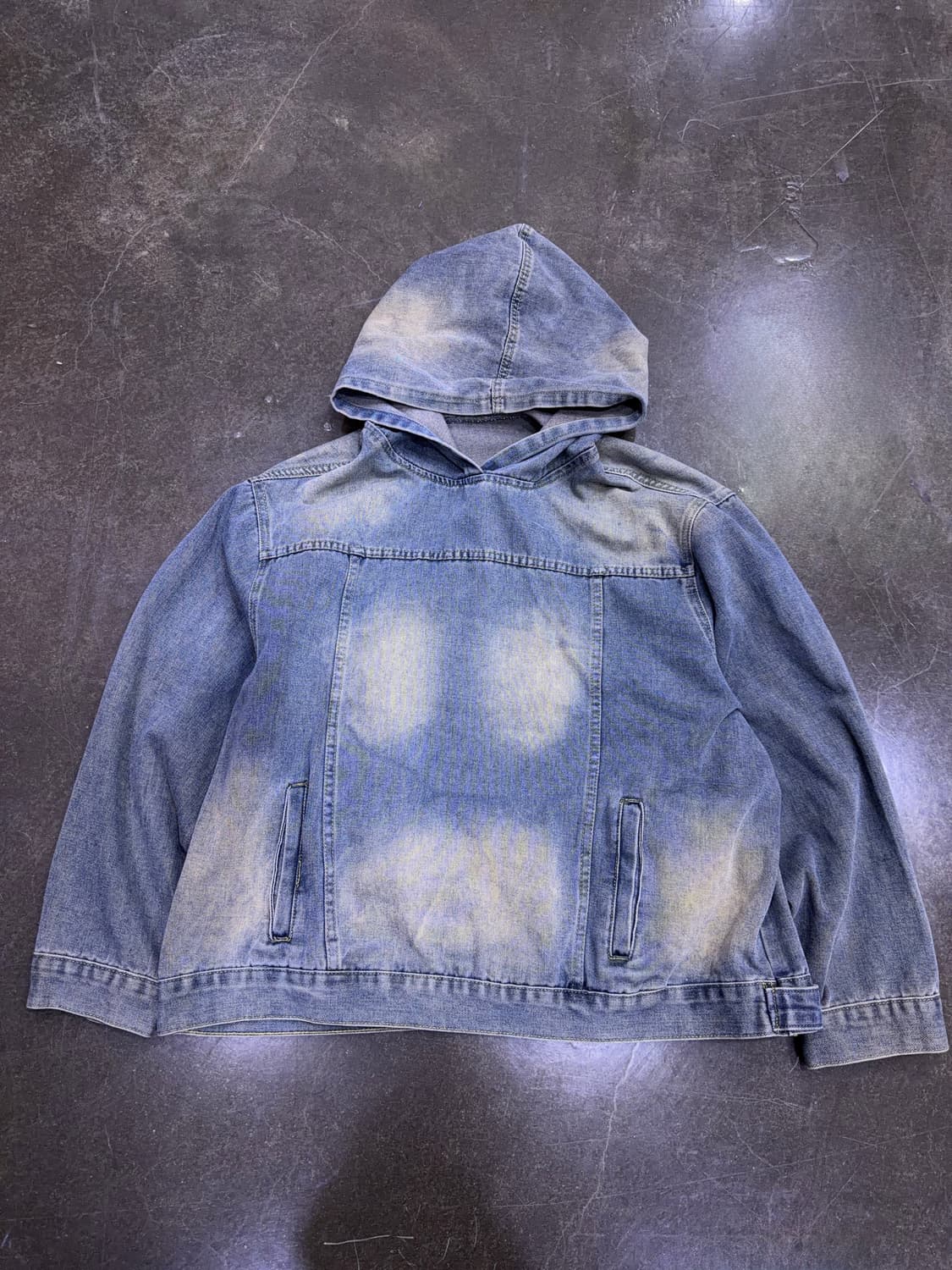 빈티지 워싱 청 데님 캐쥬얼 후드티 후디 L 상품이미지1