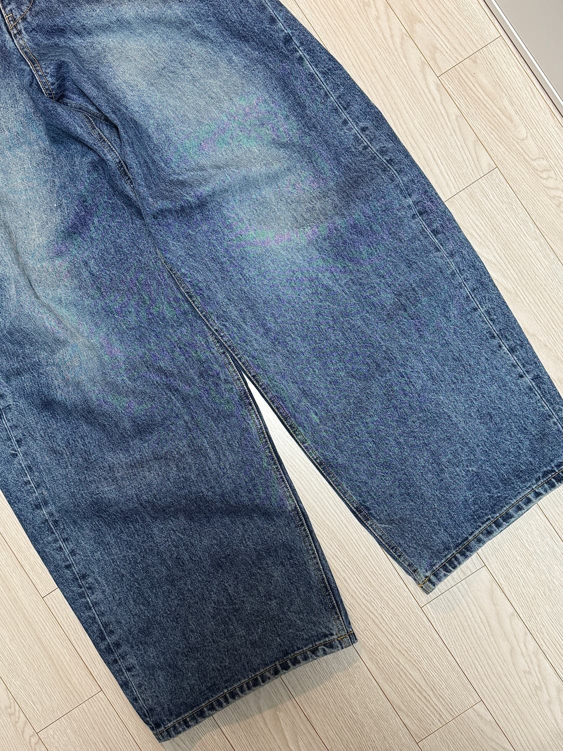 [3] 해칭룸 와이드 커브 진 워시드 블루 상품이미지4