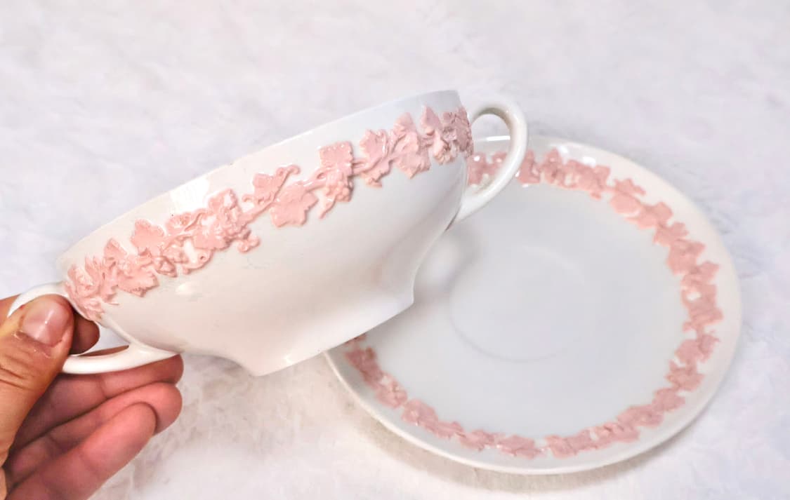 [영국앤틱]웨지우드 퀸즈웨어 핑크온크림 양손스프볼 상품이미지4