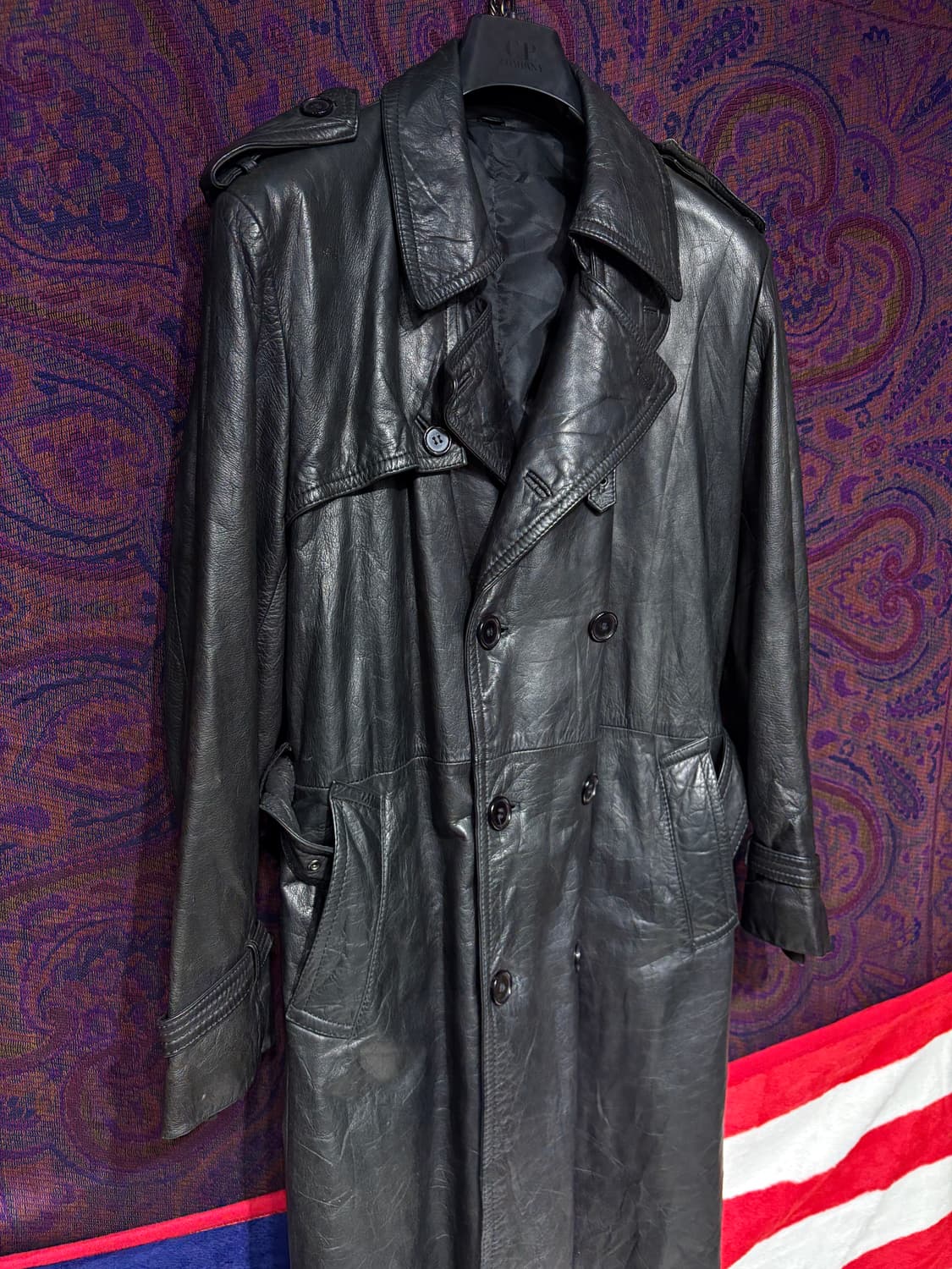 일본 더블 트렌치 레더 코트 상품이미지2