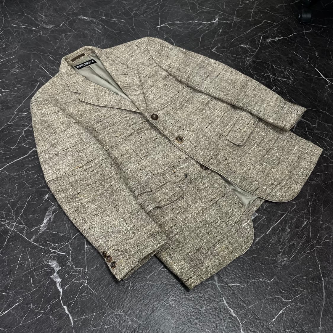 XL 이세이 미야케 모자이크 패턴 울 트위드 블레이저 상품이미지4