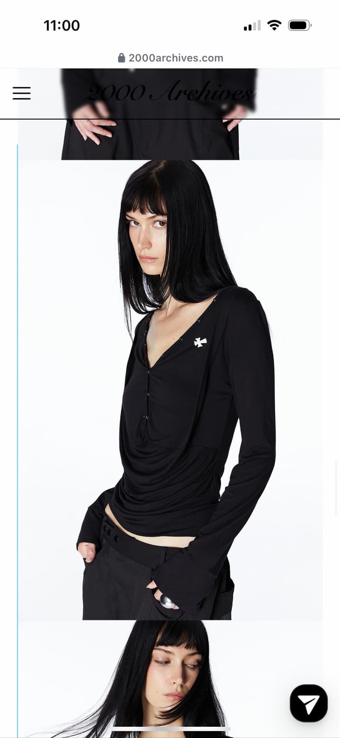 2000아카이브스 드레이프 헨리탑 블랙 상품이미지1