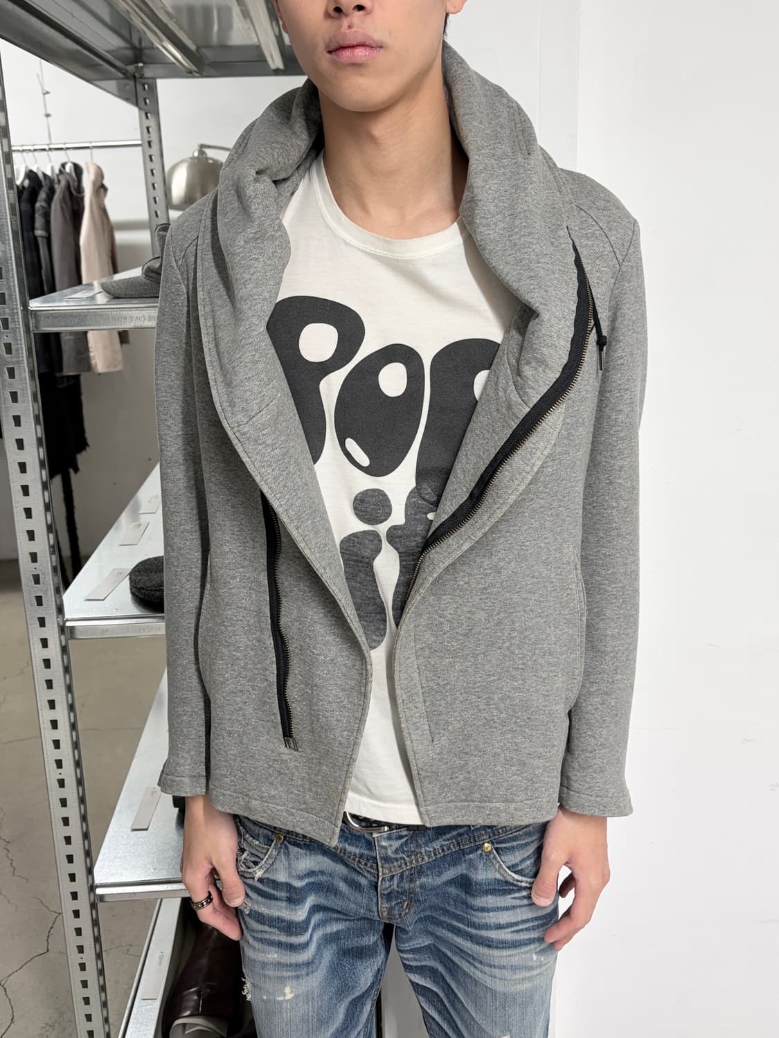 2000’s 캐서린 햄넷 비대칭 스웨트 후디 자켓 상품이미지3