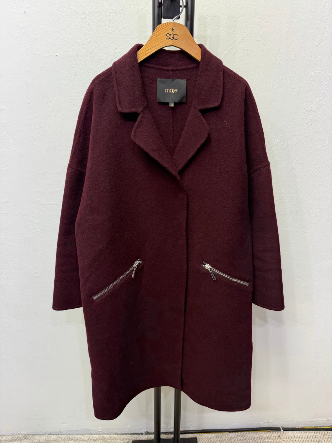 정품) maje 마쥬 버건디 루즈핏 간절기 코트 자켓 40 상품이미지1