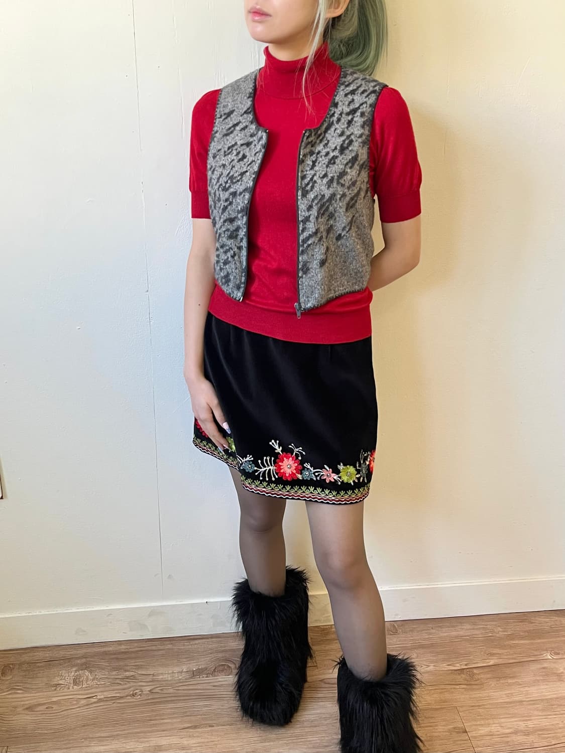 Japan vtg 호피 앙고라 베스트 상품이미지7