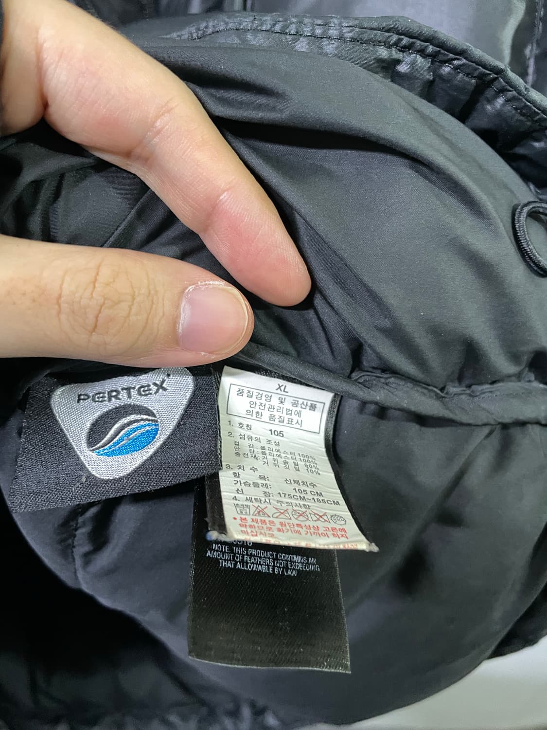 노스페이스 구스다운 퍼텍스 패딩 올블랙 700 XL 105사이즈 상품이미지10