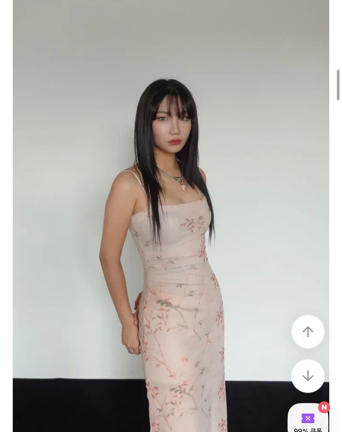 블라썸 플라워 메쉬 셔링 원피스 드레스 상품이미지5