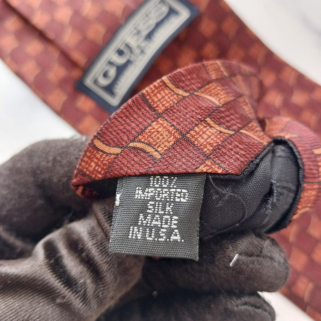 게스 실크 브라운 패턴 넥타이 10.1cm A+등급 K2284
 상품이미지9