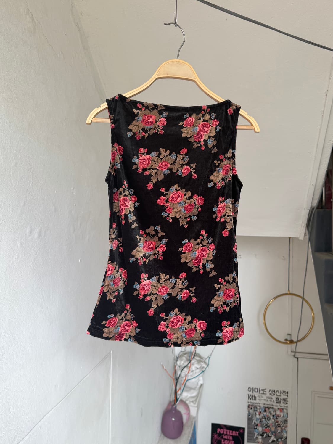 빈티지 플라워 벨벳 파티 나시 상품이미지5