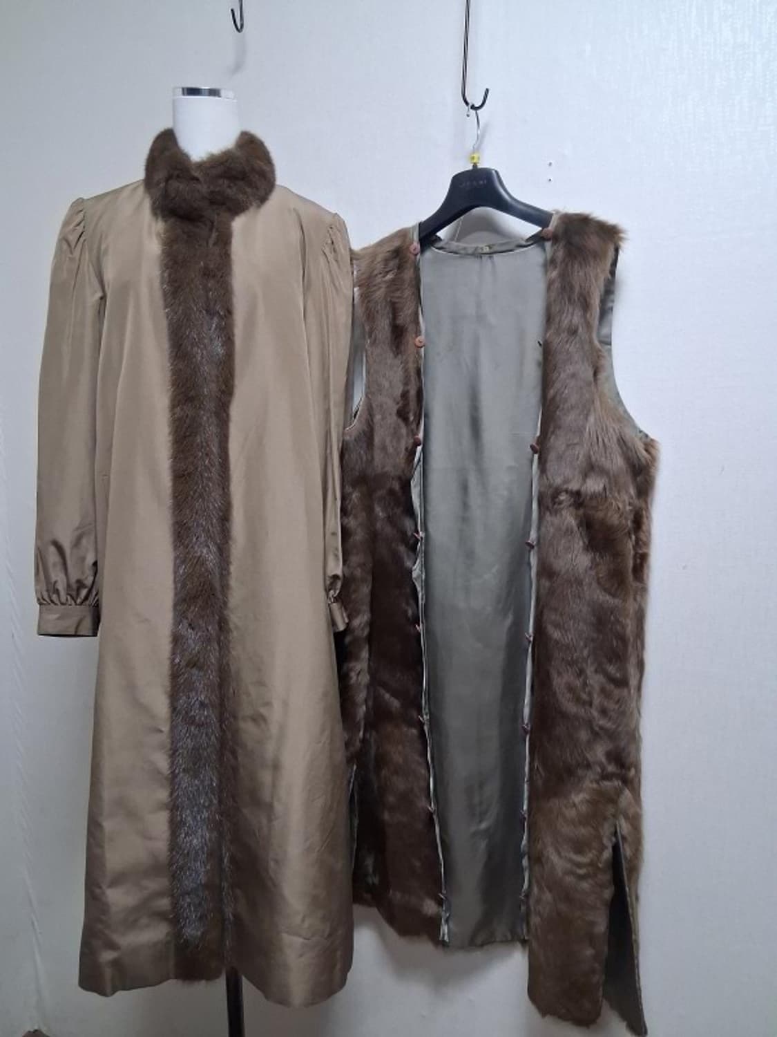 일본빈티지 CRESCE 밍크트리밍 양털내피 실크롱코트 통77까지 일본산 상품이미지1