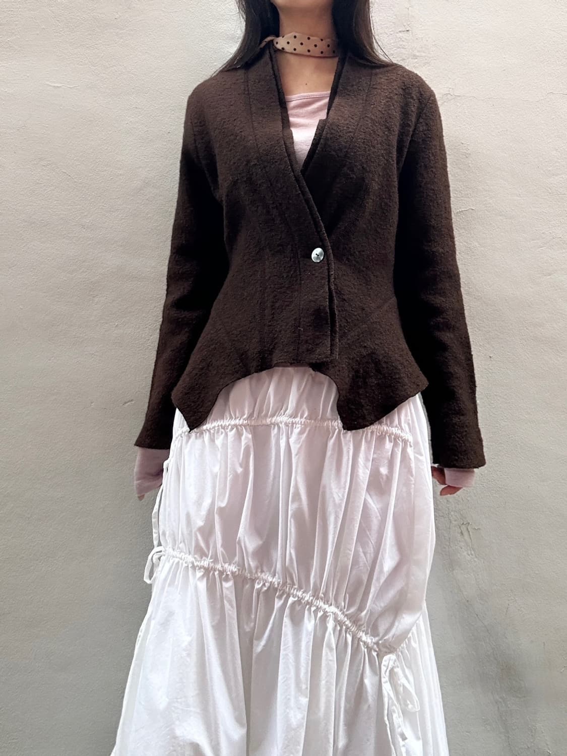 Warm 2 layered cardigan / brown 상품이미지6