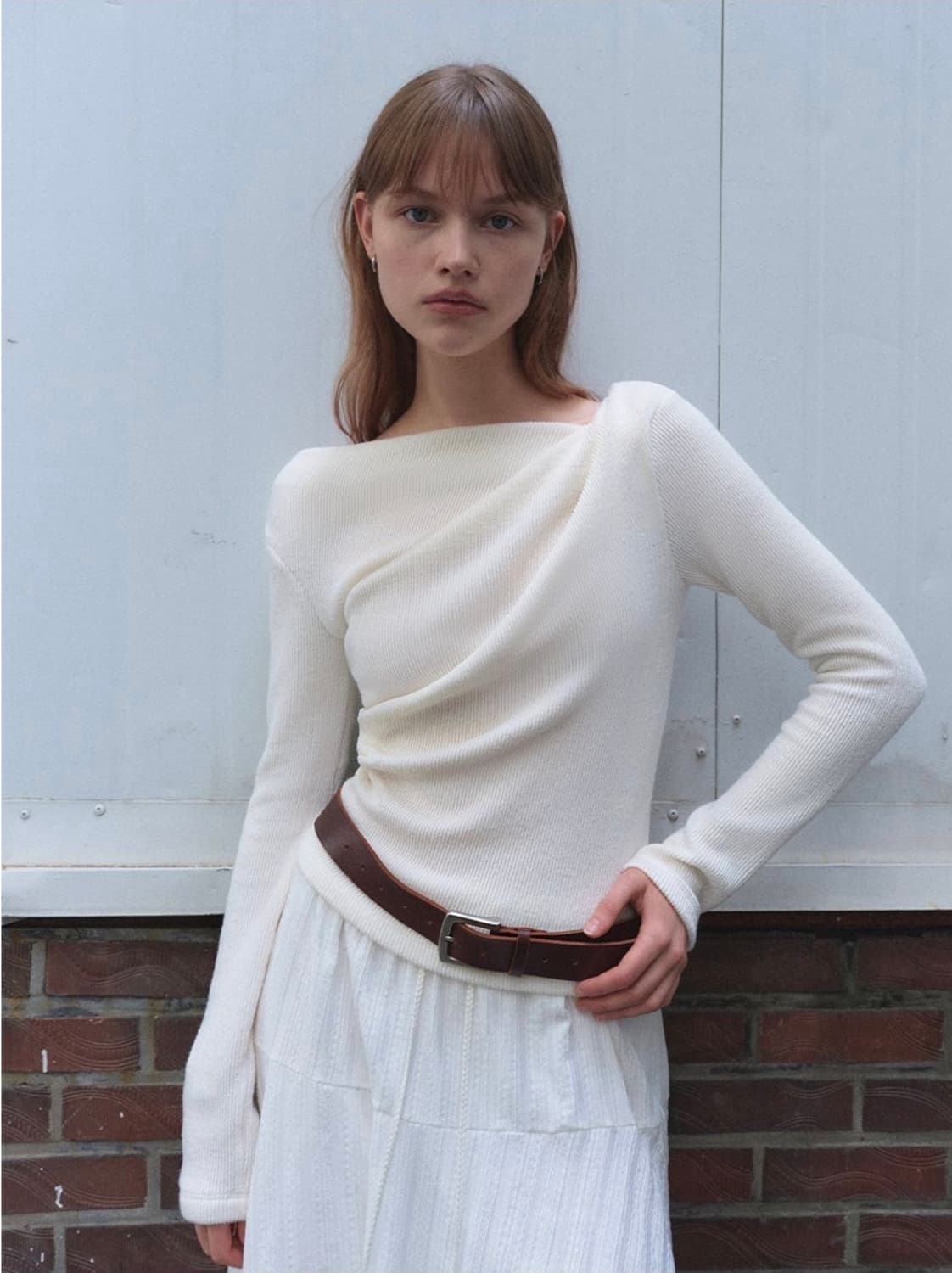 소플러 셔링 탑 티셔츠 아이보리 S(택없는 새상품) 상품이미지1