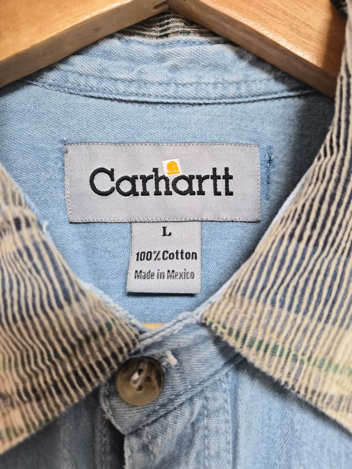 칼하트Carhartt 카라 배색 데님 셔츠 L사이즈 - S267 상품이미지4