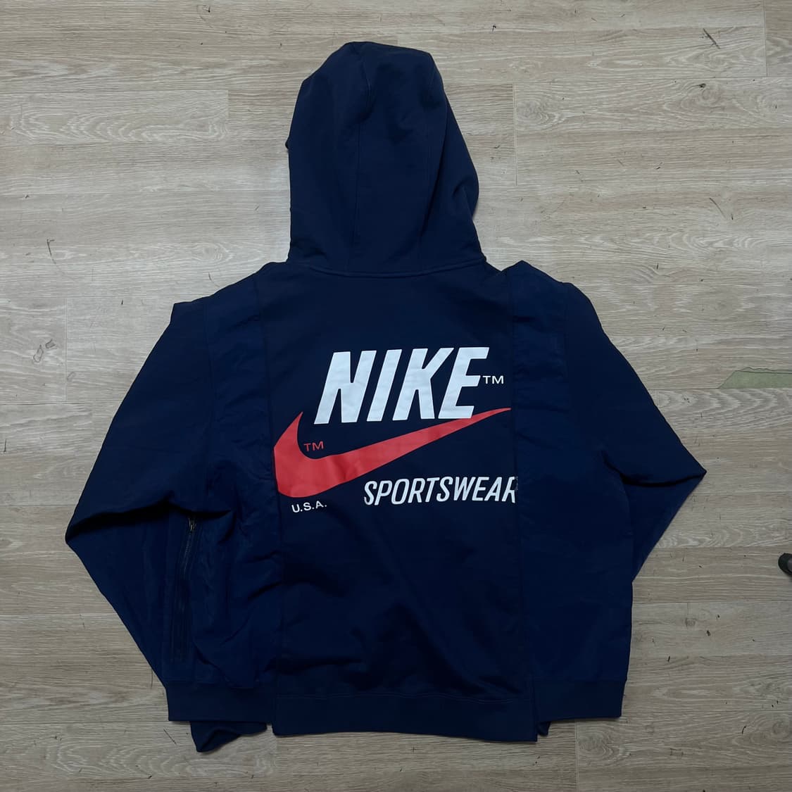 나이키 스포츠웨어 빅스우시 오버사이즈 배색 후드티 [네이비] L/100 상품이미지5
