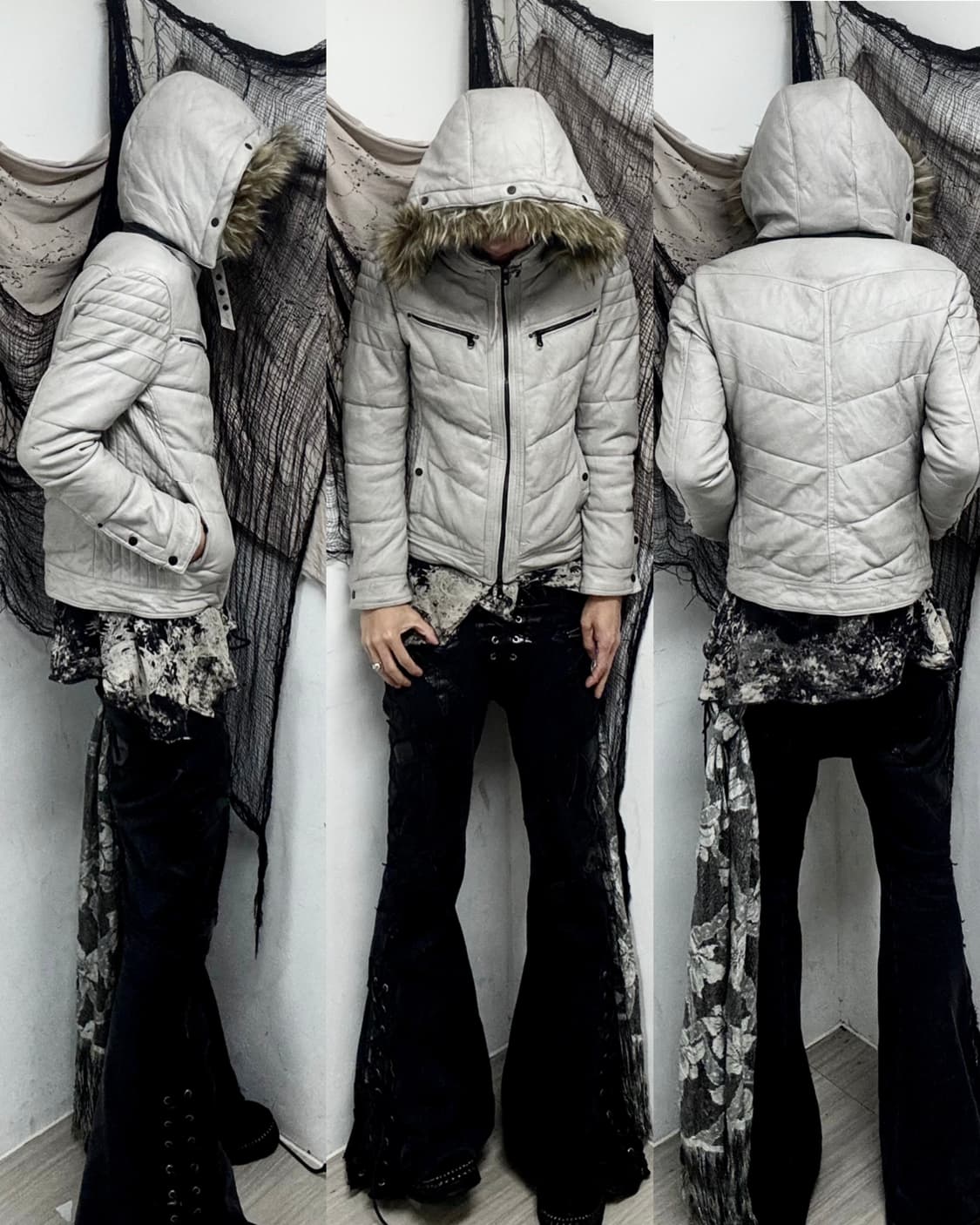 [HIDEAWAYS Nicole]VKEI Grey Leather Down 상품이미지1