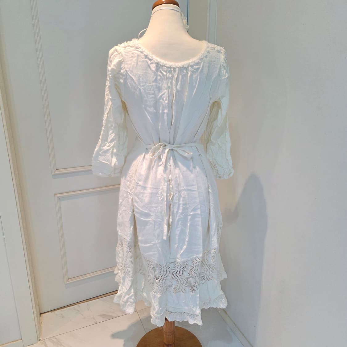 화이트 페어리 히메모리걸 레이스 니트짜임 미디원피스 상품이미지2