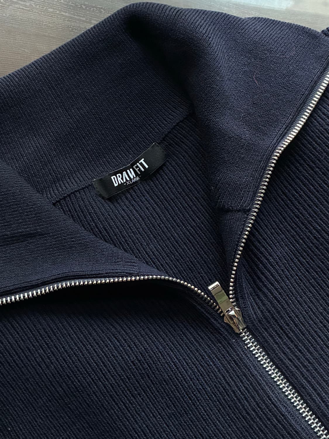 (XL) 드로우핏 오버사이즈 하프 집업 카라 울 니트 NAVY 판매 상품이미지10