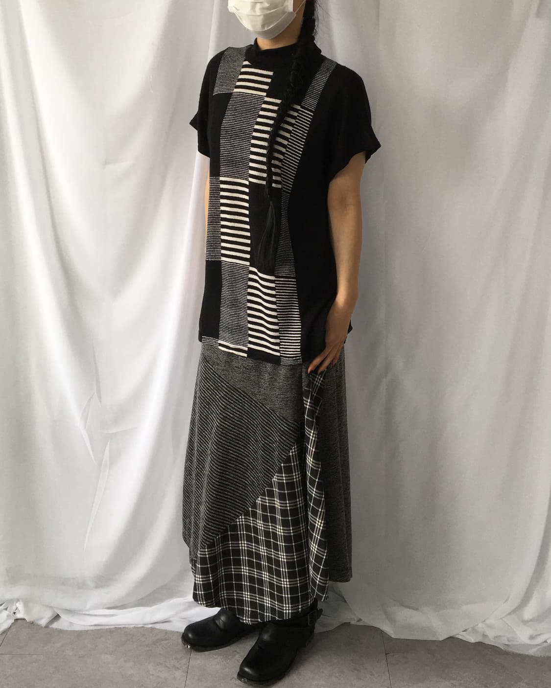Pattern mixed high neck knit 상품이미지5