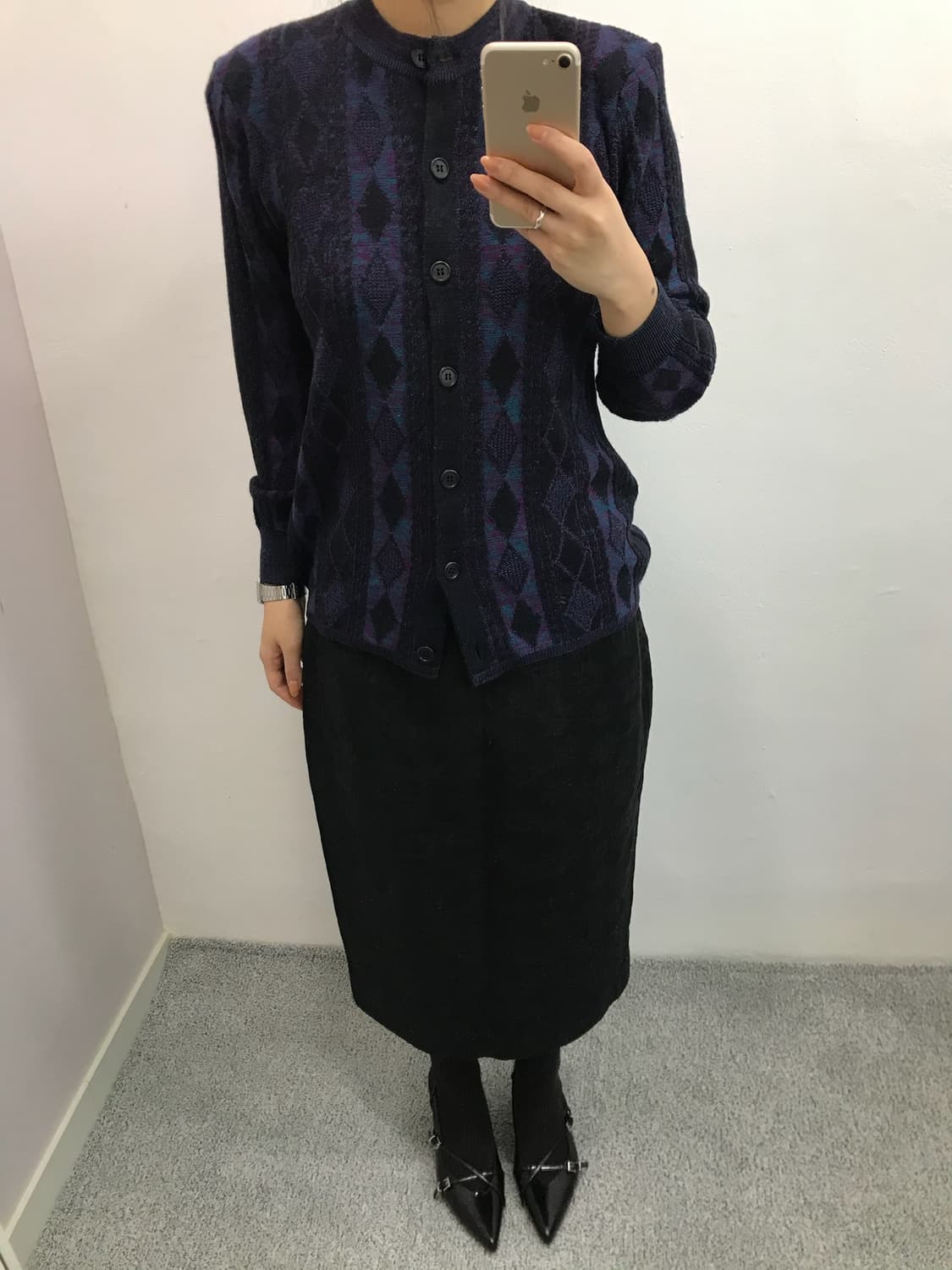 플라워 패턴 밴딩 미디스커트 상품이미지2