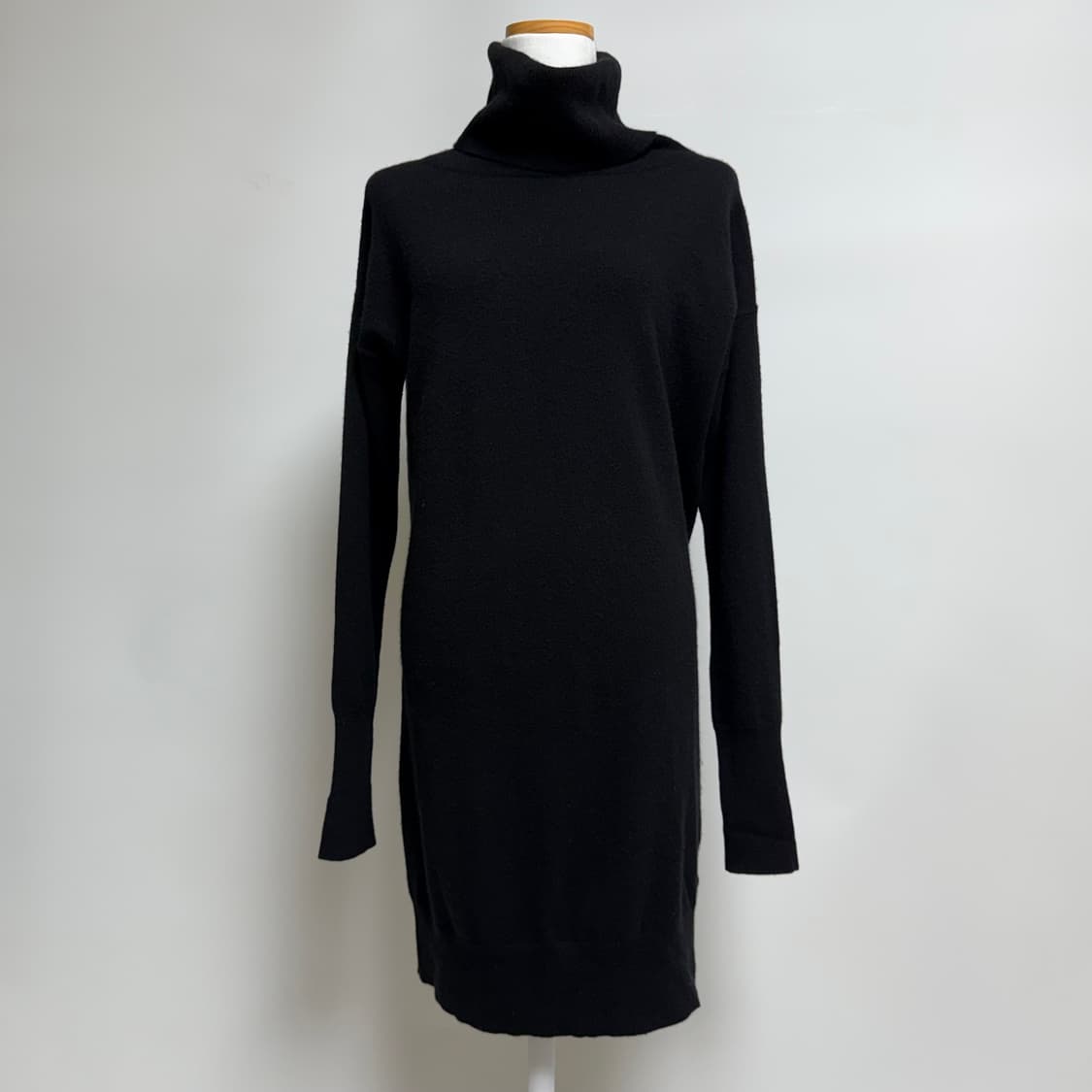 [캐시미어 100%] 유니클로 블랙 터틀넥 니트 롱 원피스 L 상품이미지1