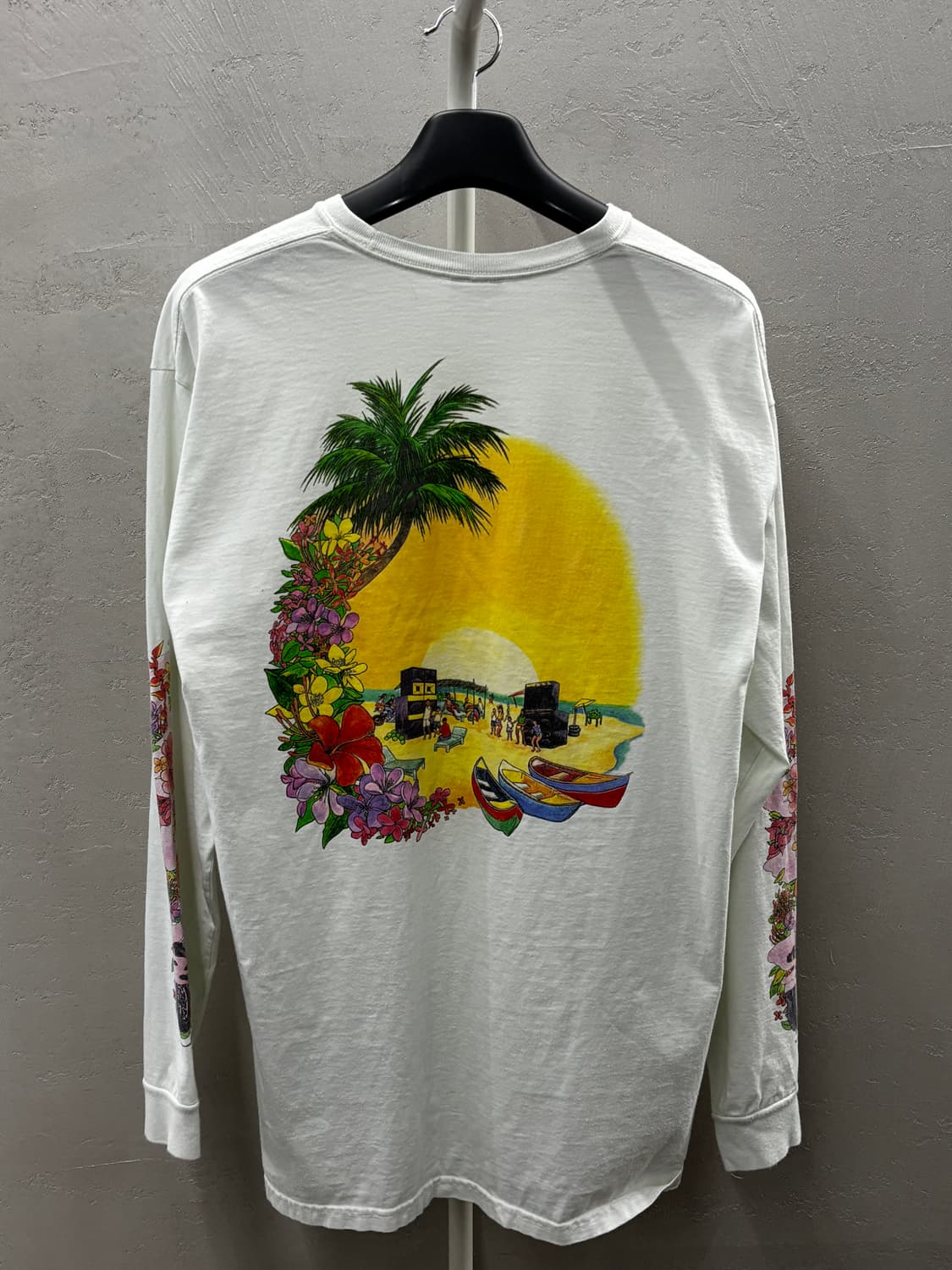 스투시 플라워 프린팅 긴팔 티셔츠 화이트 XL 상품이미지6