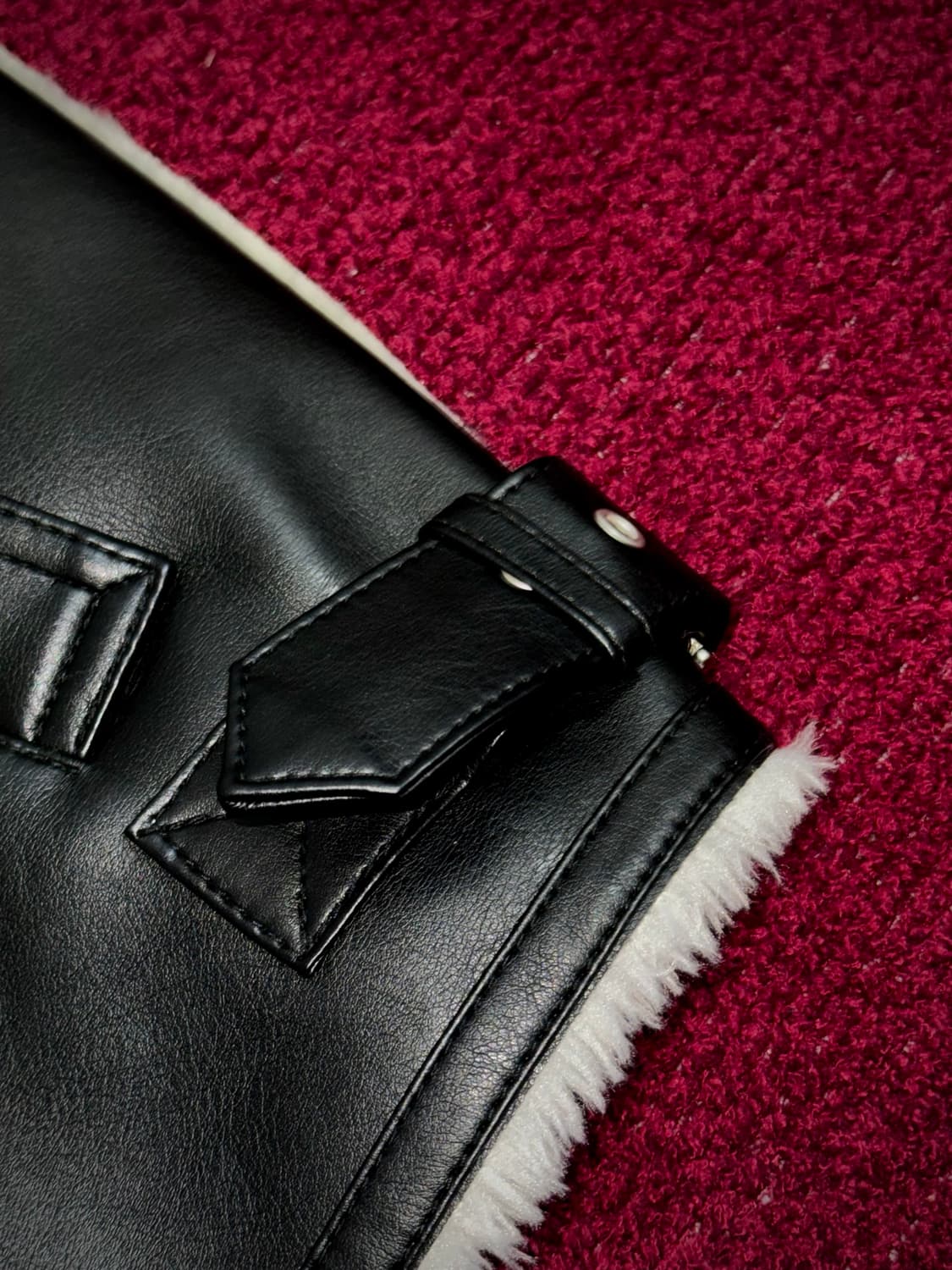 드로우핏 양털 무스탕 자켓 블랙 M 상품이미지4