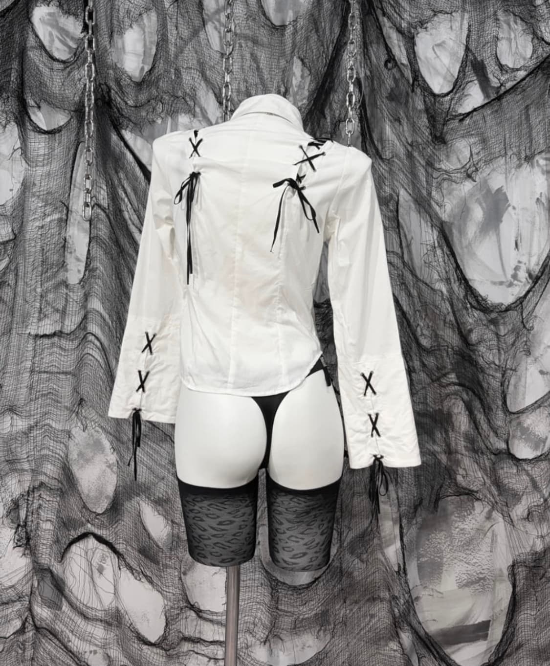 blaness Gothic goth eyelet corset shirt 상품이미지3