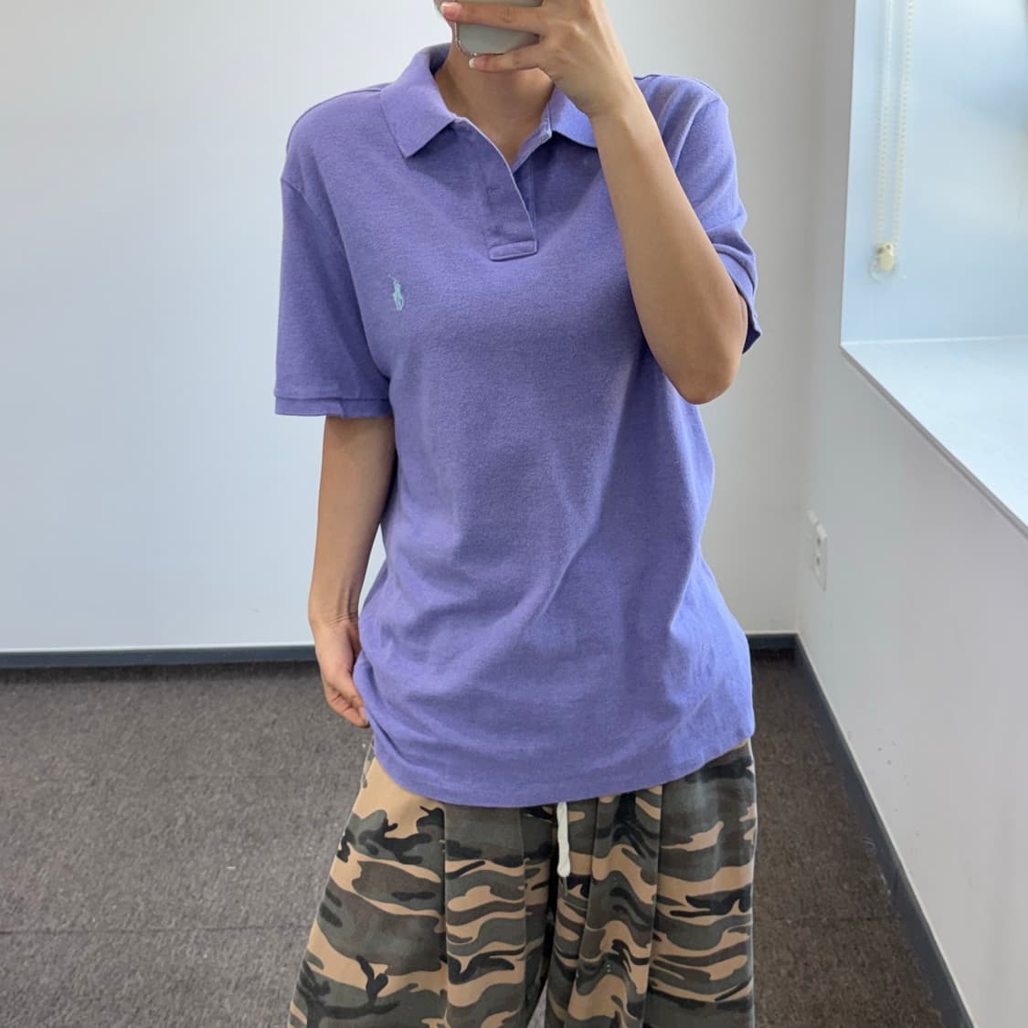 Polo 폴로 스카이블루 포니 퍼플 카라 반팔 상품이미지1