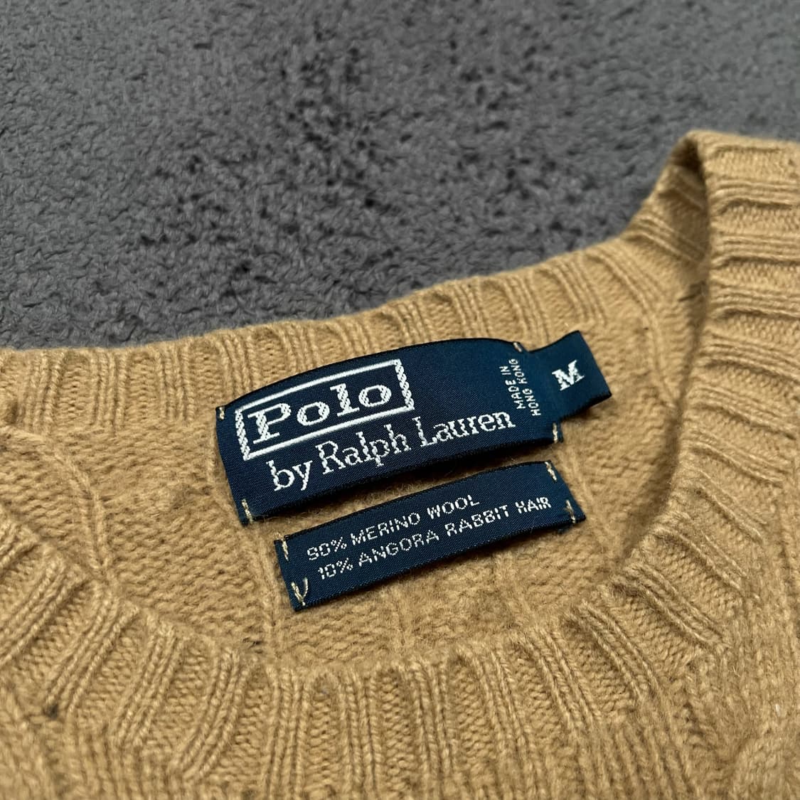 폴로 브라운 꽈배기 메리노울 래빗헤어 니트 상품이미지3
