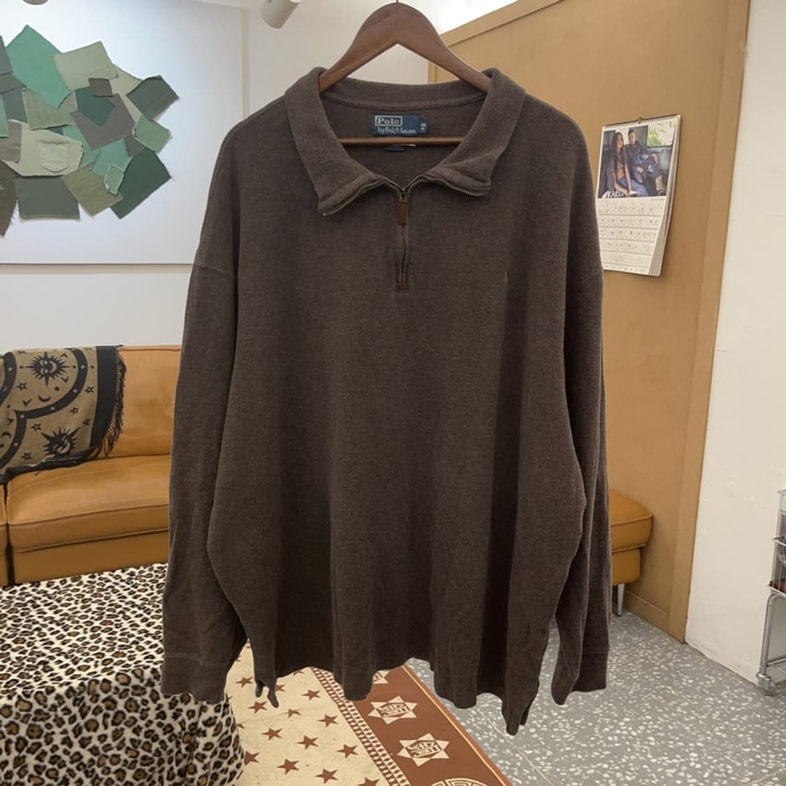 폴로 랄프로렌 초코브라운 오버핏 반집업 니트 3XL C09290 상품이미지3