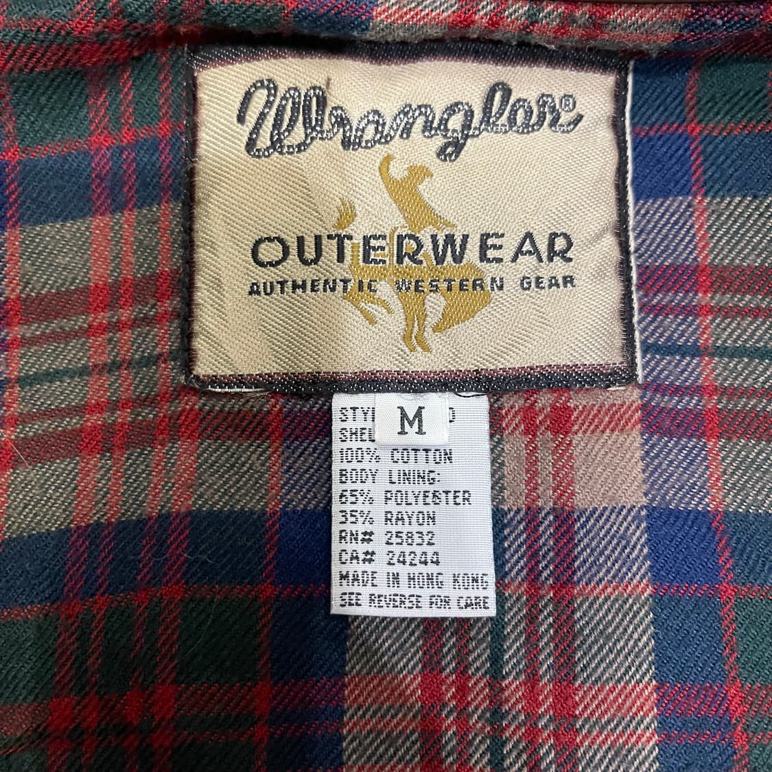 90's 랭글러 레더 카라 체크 라이닝 데님 상품이미지6