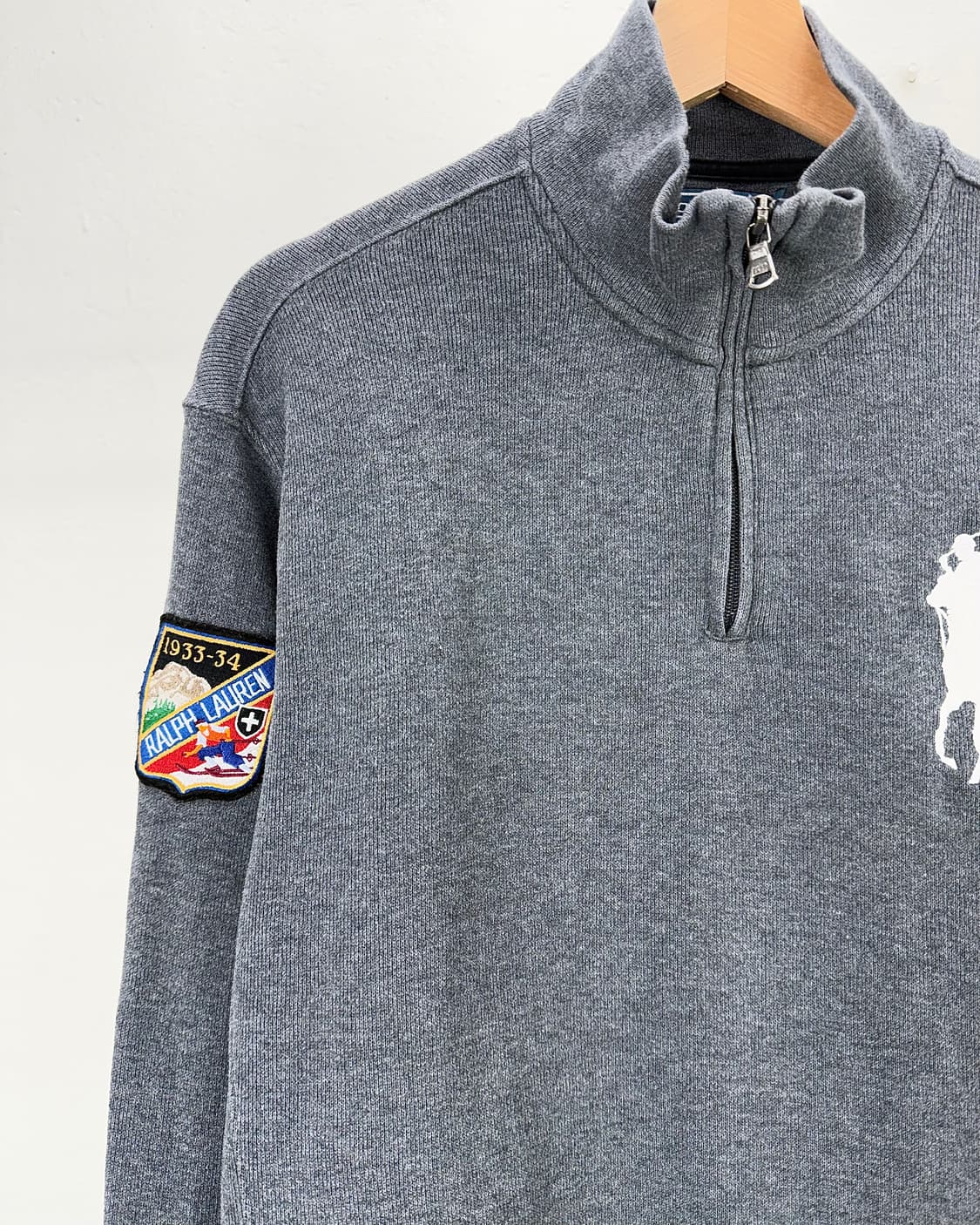 폴로 랄프로렌 그레이 빅 포니 스키 와펜 하프 집업 니트 상품이미지2