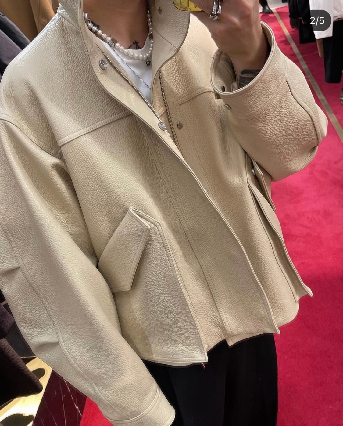 (48) 22ss 우영미 사슴가죽 레더 자켓 베이지 상품이미지6