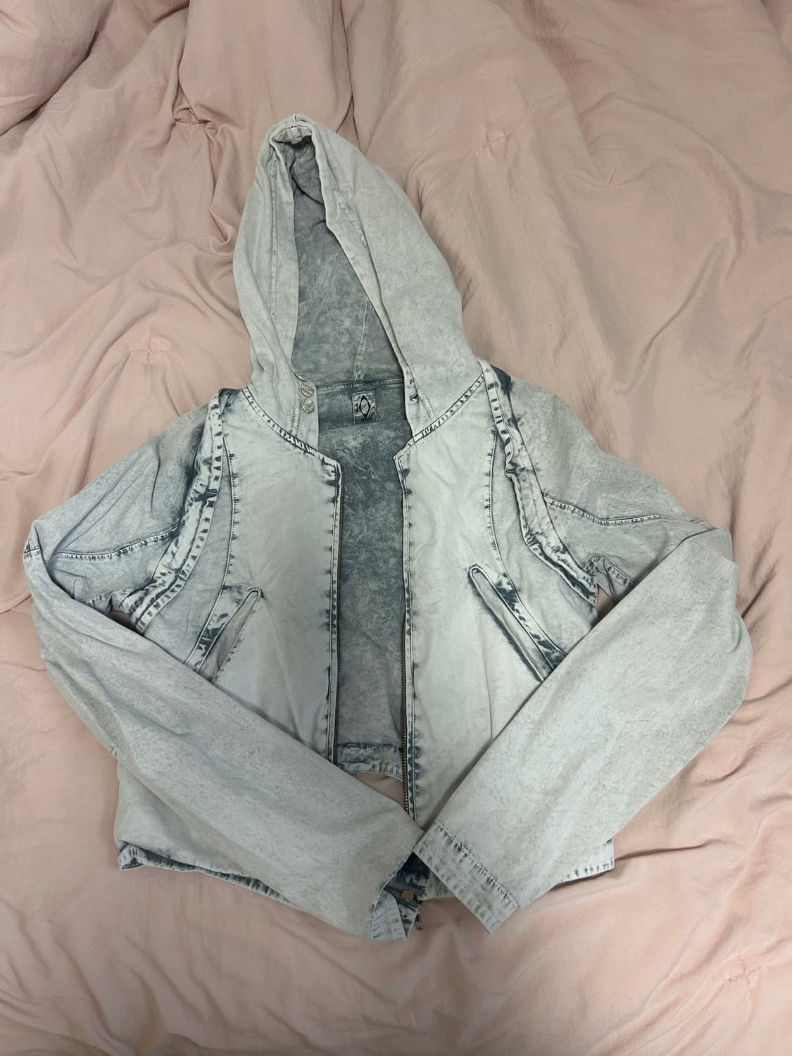 미스치프 블리치드 컷오프 후디 자켓 블리치드그레이 M 상품이미지3