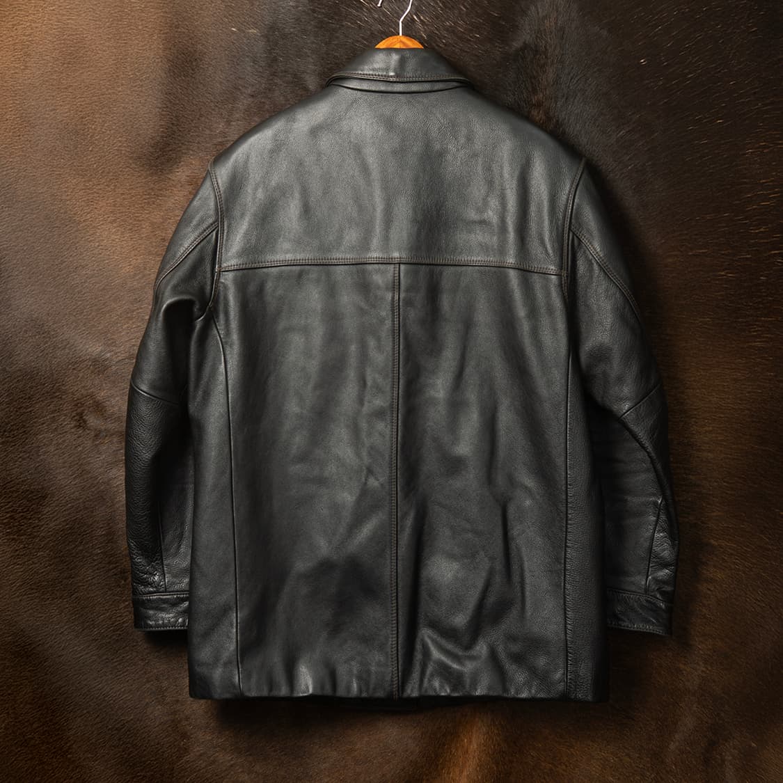 [105] 90s 컬럼비아 레더 카 코트 블랙  상품이미지6