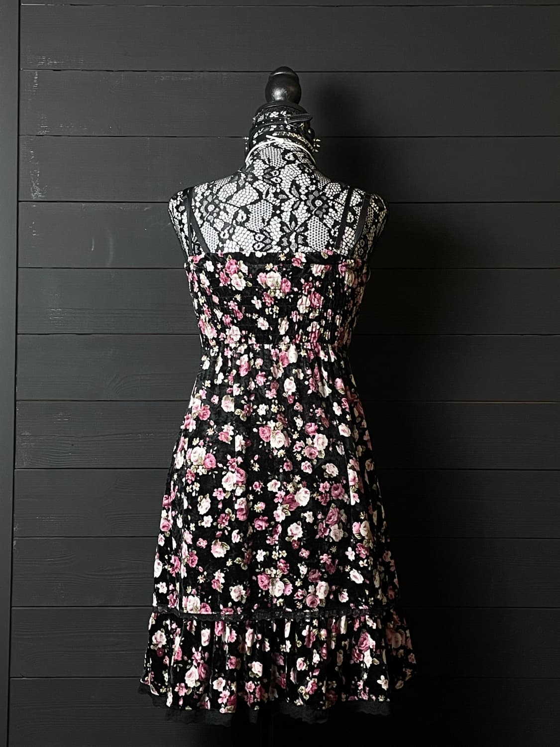 JPN 핑크 플라워 패턴 히메갸루 블랙 나시 원피스 상품이미지3