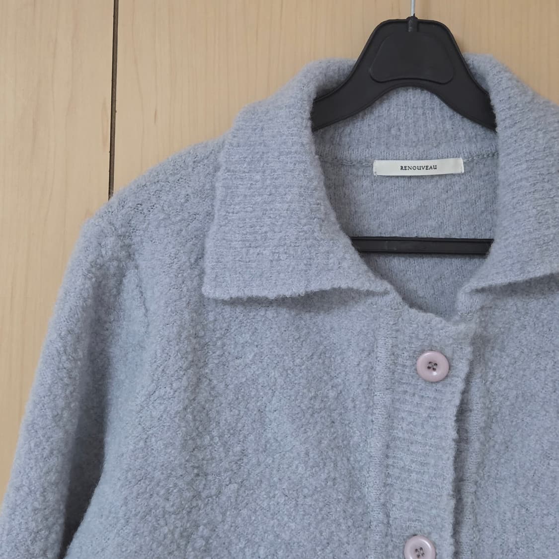 새상품) 르누보 카라 부클 울 가디건 소라 상품이미지8