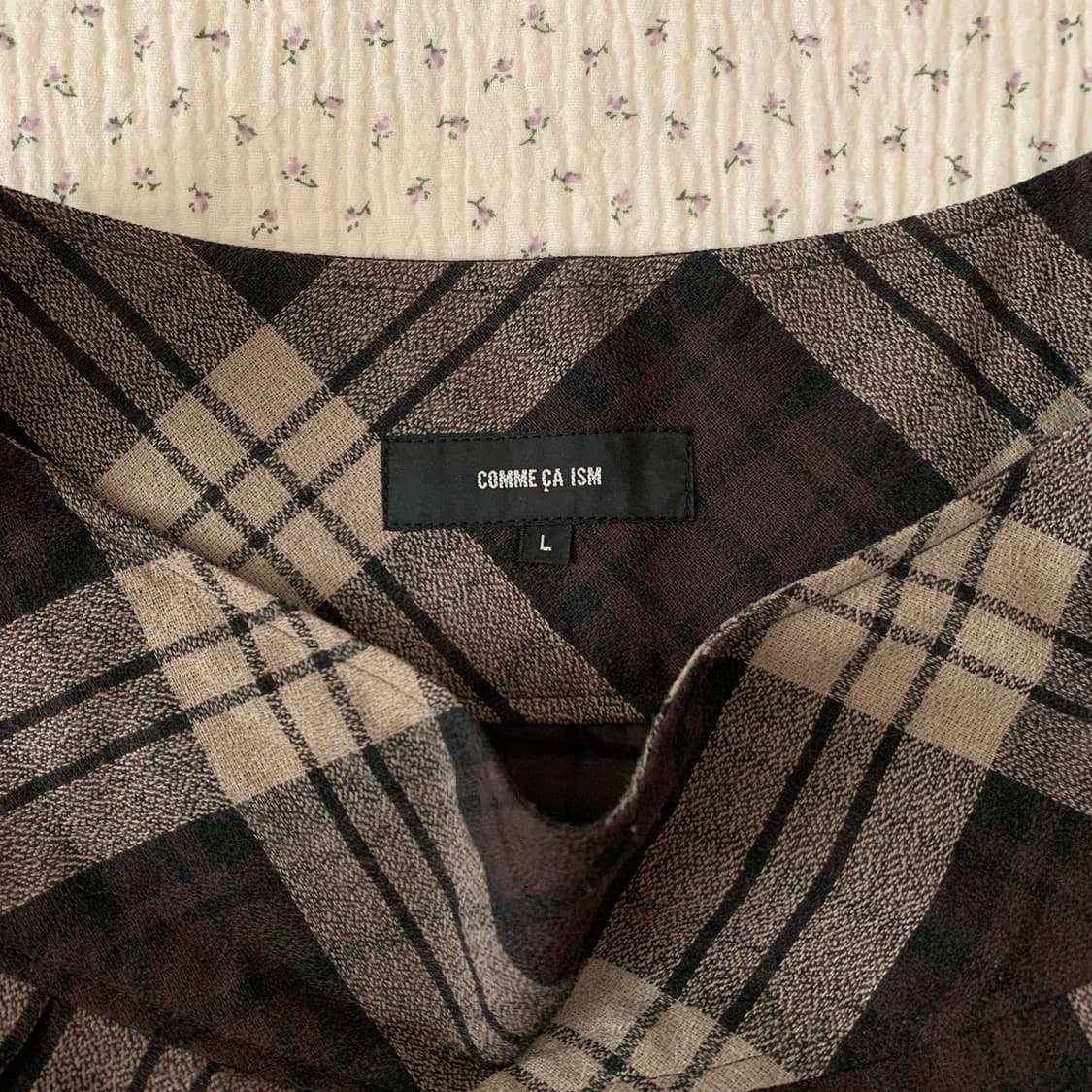 콤사이즘 브라운 체크 플리츠 스커트 상품이미지2