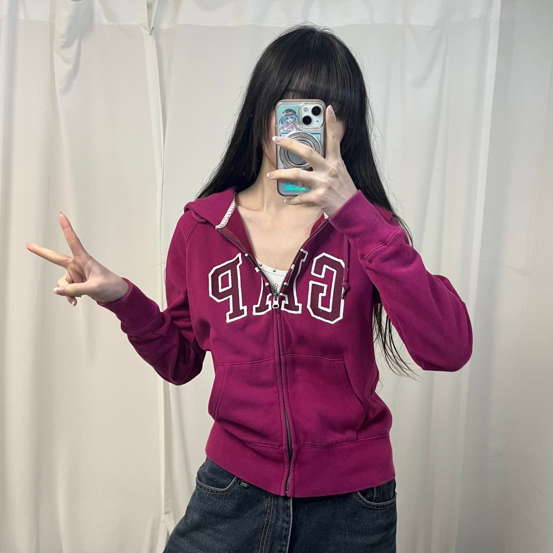 Gap magenta pink zip-up hoodie 상품이미지2
